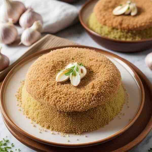 Чесночные стрелки с кускусом и овощами